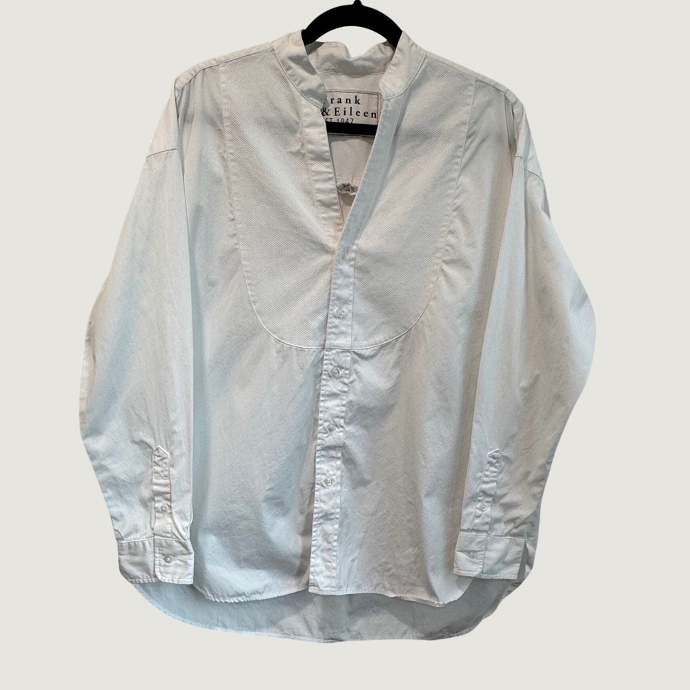 Frank & Eileen Victoria White Cotton Tuxedo Bib Front Shirt Womens Small S - Picture 4 of 11